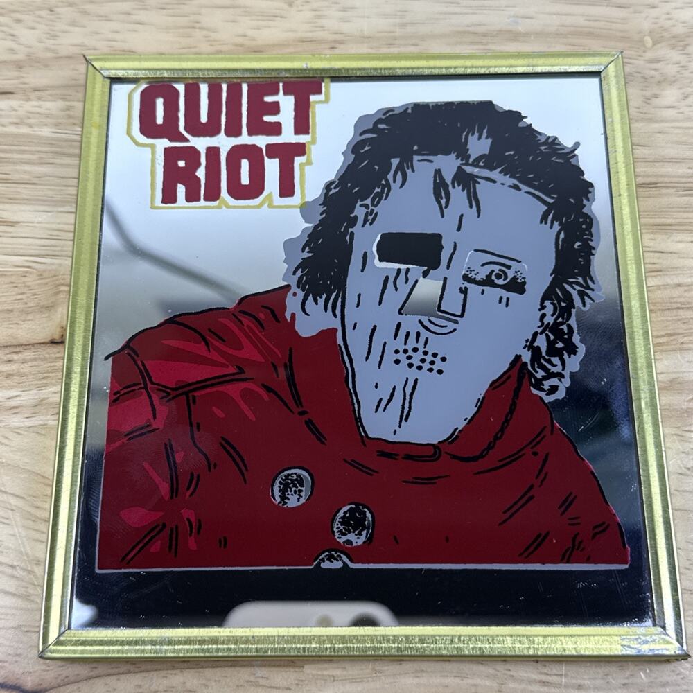 Quiet Riot Carnival Mirror Glass 1980’s 5.5” X 5.75” Framed VTG